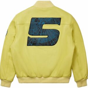Sp5der Leather Logo Bomber Jacket