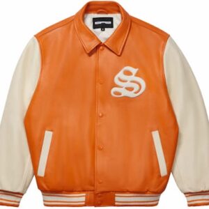 Sp5der Leather Varsity Jacket