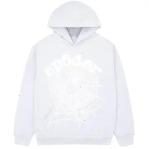 Sp5der OG Rhinestone Logo Hoodie White