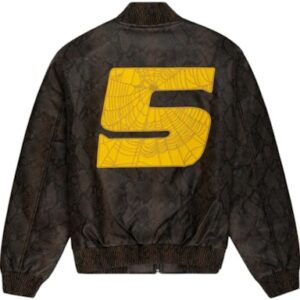 Sp5der Snake Leather Varsity Bomber Jacket