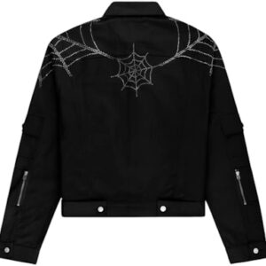 Sp5der Web Denim Cropped Trucker Jacket