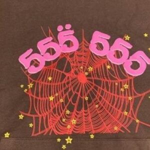 555 Printed Hoodie – Brown